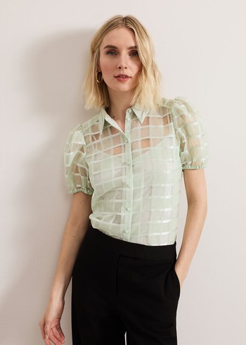 Phase Eight Angie Check Shirts Green Australia | YS4015893